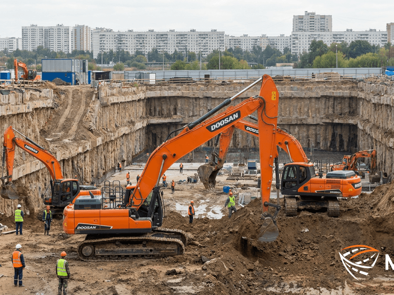 Аренда экскаватора с длинной рукой Doosan: когда без неё не обойтись